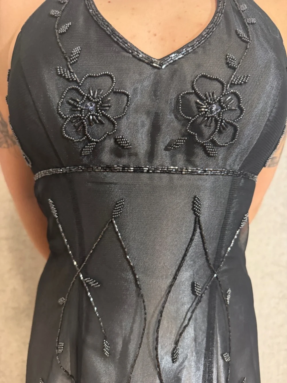 Vintage Cache Beaded Halter Neck Evening Dress with beaded details - Picture 9 of 11
